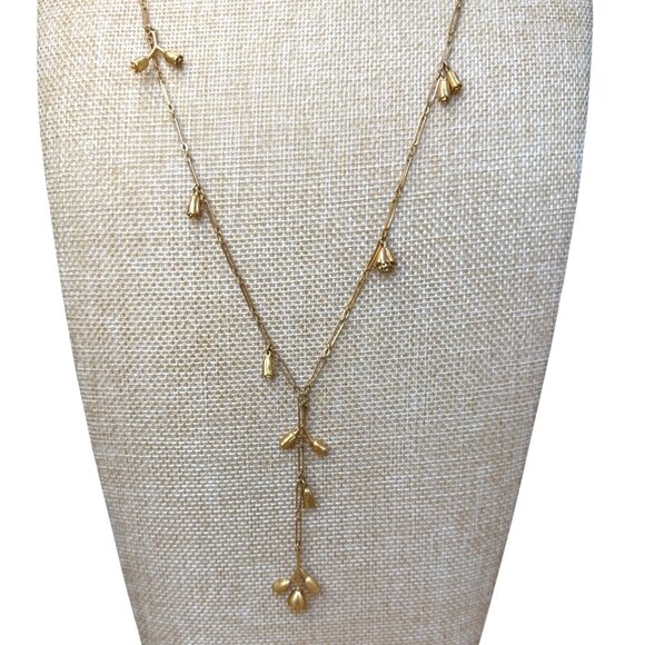 Madewell Gold-Tone Floral Drop Necklace - 22 Inches Long Lightweight Jewelry Pie - Picture 1 of 8